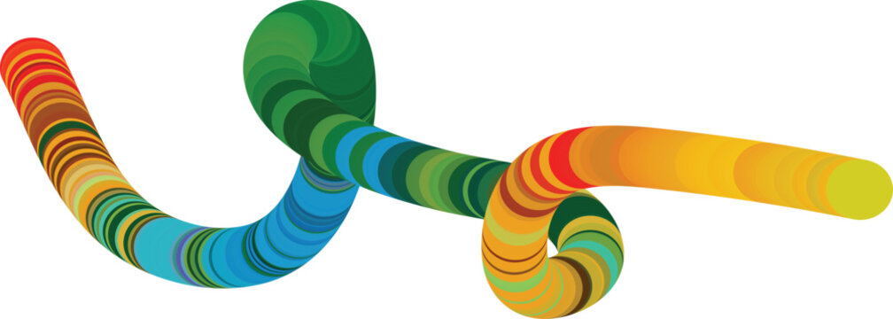 Abstract colorful winding spiral shape made of layered circular discs