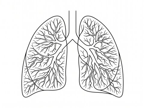 Pulmonary Vasculitis Lung Vessel Line Art Illustration