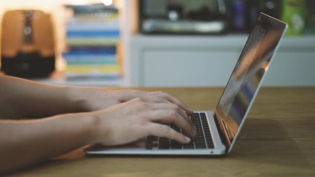 Executive Person Copywriting and Coding on Notebook Computer, Business Technology and Digital Workspace.