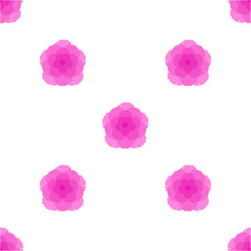 Vector seamless pattern with isolated icon of carnation on white background. Beautiful flower with pink button. Сlove pink is designed in flat minimalist style with simplified shapes