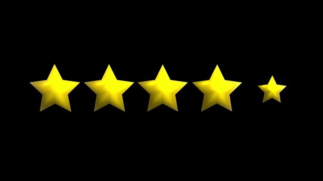 3D Five Star Review Pop Up Motion Graphic for Customer Feedback and Rating System