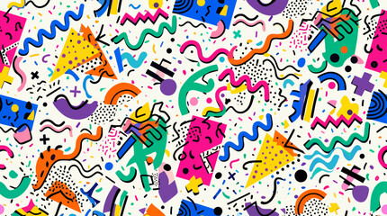 Naklejka premium Colorful memphis style design elements.