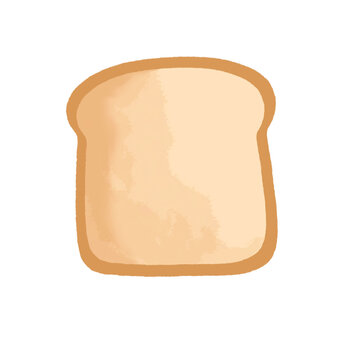 White Bread Slice Illustration | Hand Drawn Toast Bread Clipart for Breakfast