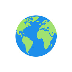 Obraz premium Flat earth illustration a simple vector graphic with green and blue continents