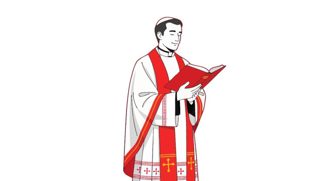 Man in religious attire holding book.