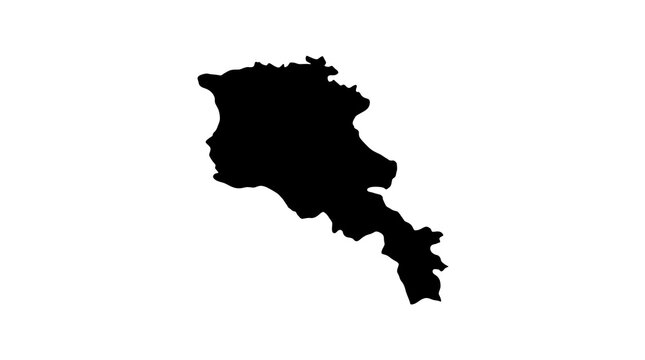 Black silhouette map of armenia country shape outline isolated on transparent background