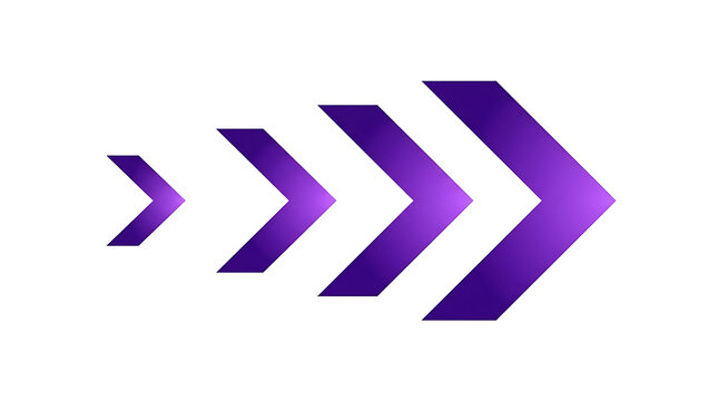 Modern purple arrow icon pointing to the right isolated on transparent background