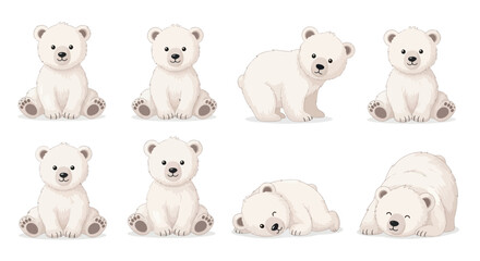 Group of white polar bear cubs. © rofik