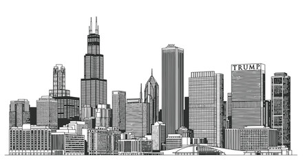 Fototapeta premium Chicago city skyline with skyscrapers.
