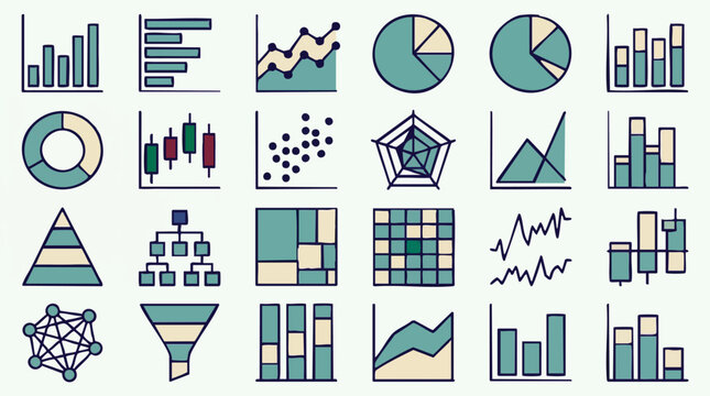 Data Visualization Chart Icons Set: Business Analytics and Infographics Collection