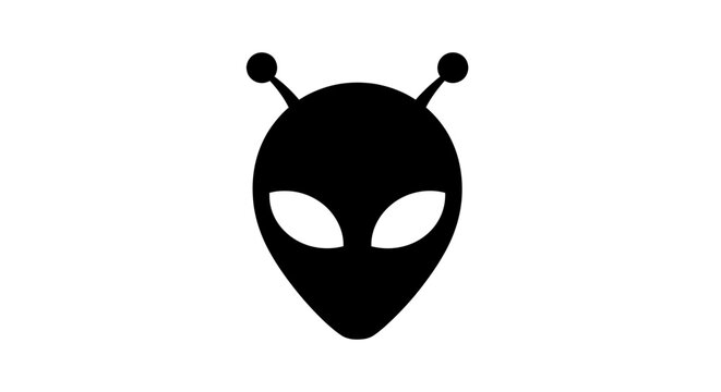 Black Alien Head Silhouette Icon.