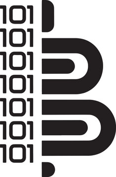 Binary code letter b logo design for big data and blockchain technology.