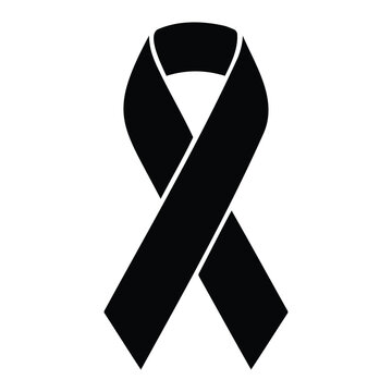 Black ribbon symbol of mourning loss and sympathy awareness symbol vector illustration.