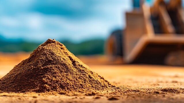 Construction Sand Pile and Heavy Equipment Concept