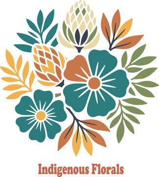 indigenous florals native sublimation logo icon vector .