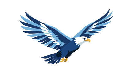 Fototapeta premium Bald eagle flying with wings spread against white background.