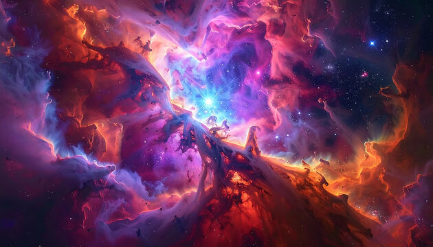 Vibrant Nebula Explodes in Space with Stars and Gas Clouds