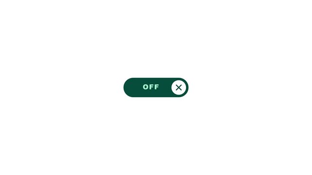 Animated toggle switch moving from off to on position