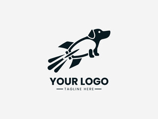Obraz premium Rocket Dog black vector logo white background