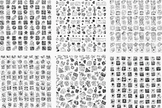 doodle icons collection black and white sketch