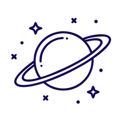 planet with rings line art space astronomy © Nayon