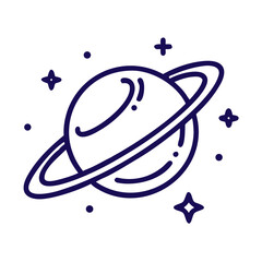 planet with rings line art space astronomy © Nayon