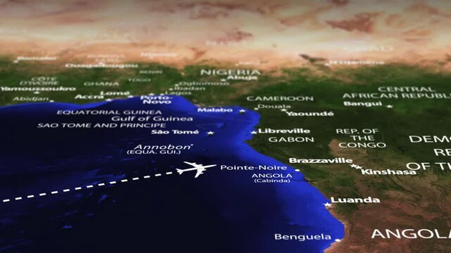 Flight From Rio Brazil to Juba SOUTH SUDAN with flag pins