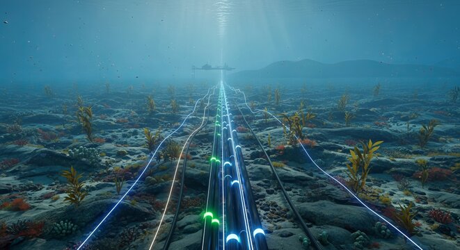 Underwater Installation of Deep Sea Fiber Optic Cables for Advanced Internet Communication Network