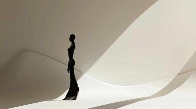 Minimalist conceptual art of a confident woman's silhouette in dramatic light, representing female independence, strength, and empowerment.