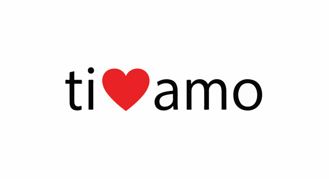 Simple text "ti amo" with a red heart replacing the word "love.