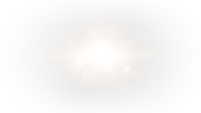 Golden Sunlight Lens Flare with Warm Rays and Glowing Spotlight Effect