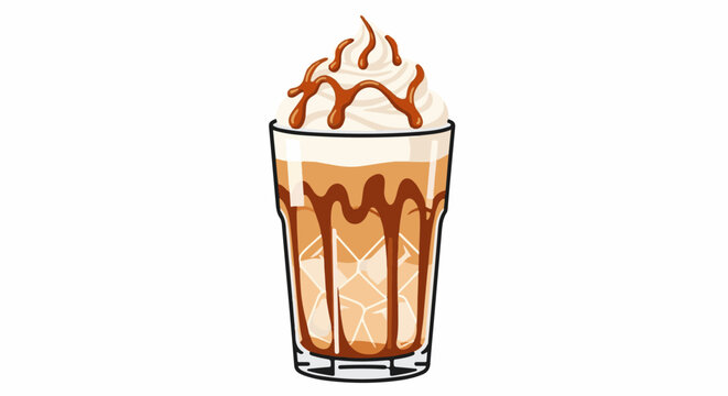Refreshing iced coffee with whipped cream and caramel drizzle
