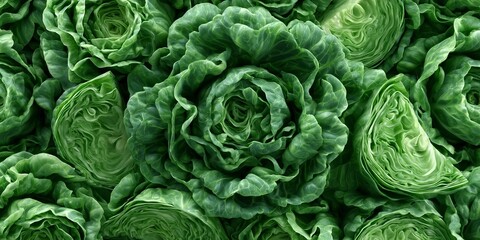 Fototapeta premium Vibrant Kaleidoscope of Leaf Lettuce Texture in a Garden Arrangement, Healthy and Captivating Scene