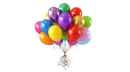 Colorful balloons tied together isolated on transparent background © Babu