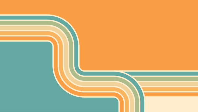 Abstract background of rainbow groovy Wavy Line design in 1970s Hippie Retro style. Vector pattern ready to use for cloth, textile, wrap and other.