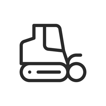 Forestry Mulcher Machine line icon, Mulching Tractor for Land Clearing, Mulching Equipment vector symbol with editable stroke