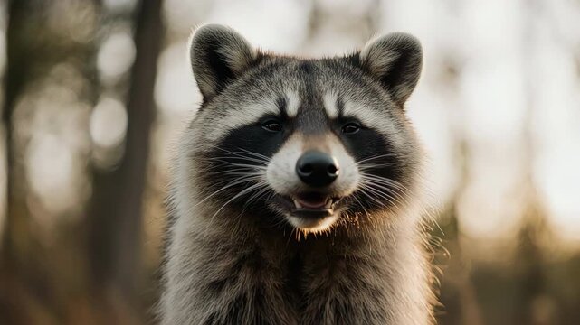 Close-up shot of a raccoon