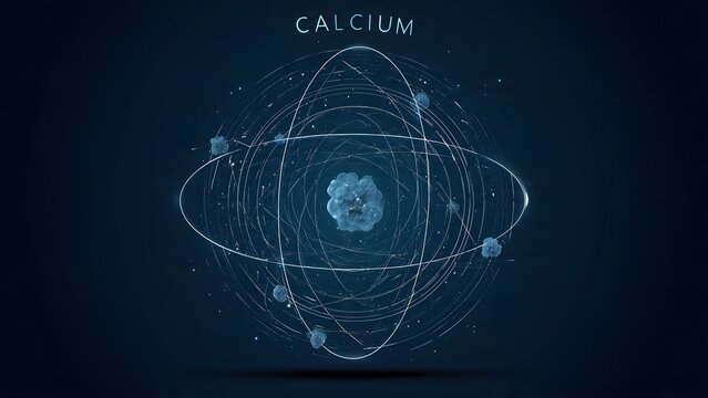 Futuristic Atomic Structure with Calcium Orbital Lines