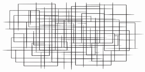 Fototapeta premium Abstract black and white background vector illustration featuring technical blueprint lines and architectural sketches for a modern building design project