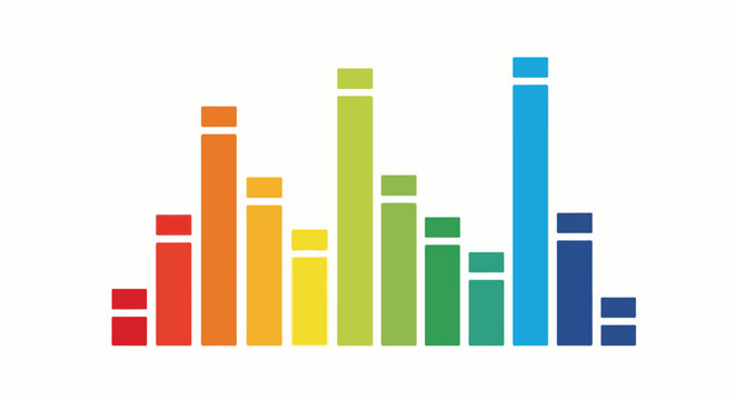 Colorful vertical bars increase and decrease forming a wave pattern