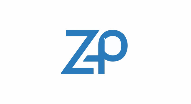 Abstract blue 'ZP' symbol on a white background