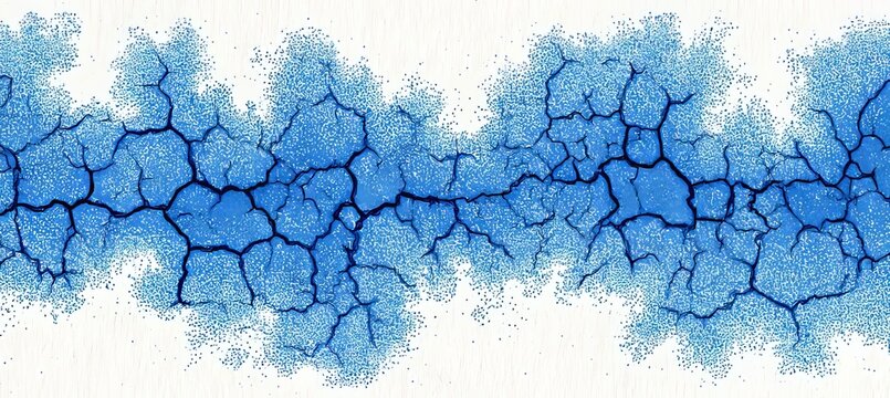 Intricate Blue and White Cracked Texture Background Featuring Fractured Ice Surfaces and Lines