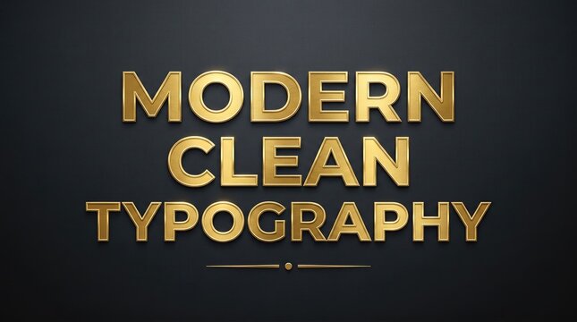 Modern clean typography in 3D gold lettering, elegant golden text effect on dark background, luxury metallic font design for premium branding