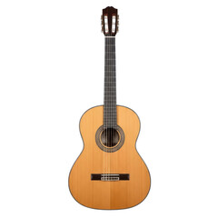Naklejka premium Classic acoustic guitar with natural wood finish