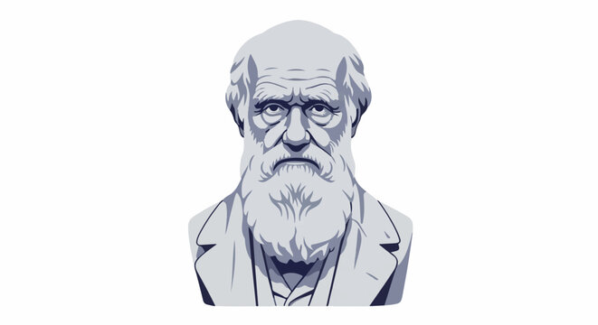 Stylized pixelated bust of an elderly man with a full beard