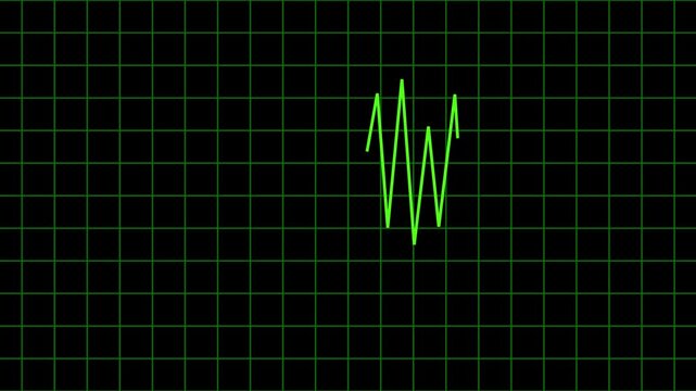 Heartbeat flatline electrocardiogram, Medical concept of a heartbeat waveform fading to a flatline on a dark background representing. neon heart cardiogram animation on black background.