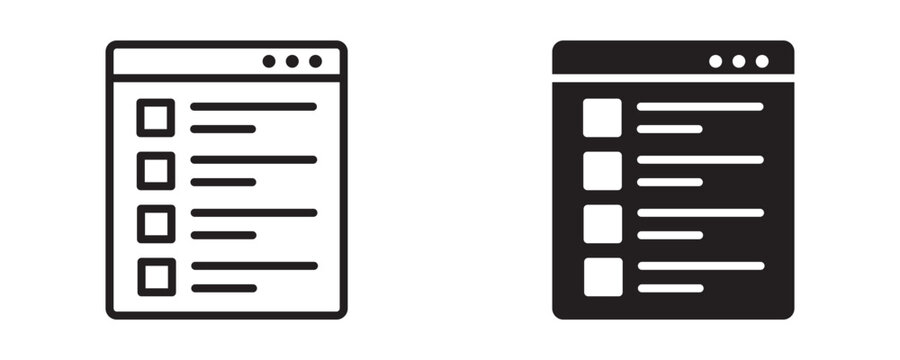 Exam paper with checklist line icon set, test document and completed assessment symbol, outline and solid style. Vector illustration.