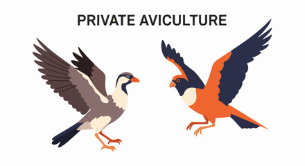 Obraz premium Two distinct birds with colorful plumage in mid-flight