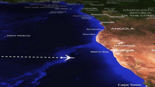 Flight From Rio Brazil to Maputo MOZAMBIQUE with flag pins