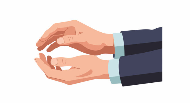 Two hands in a suit, cupped together to hold something